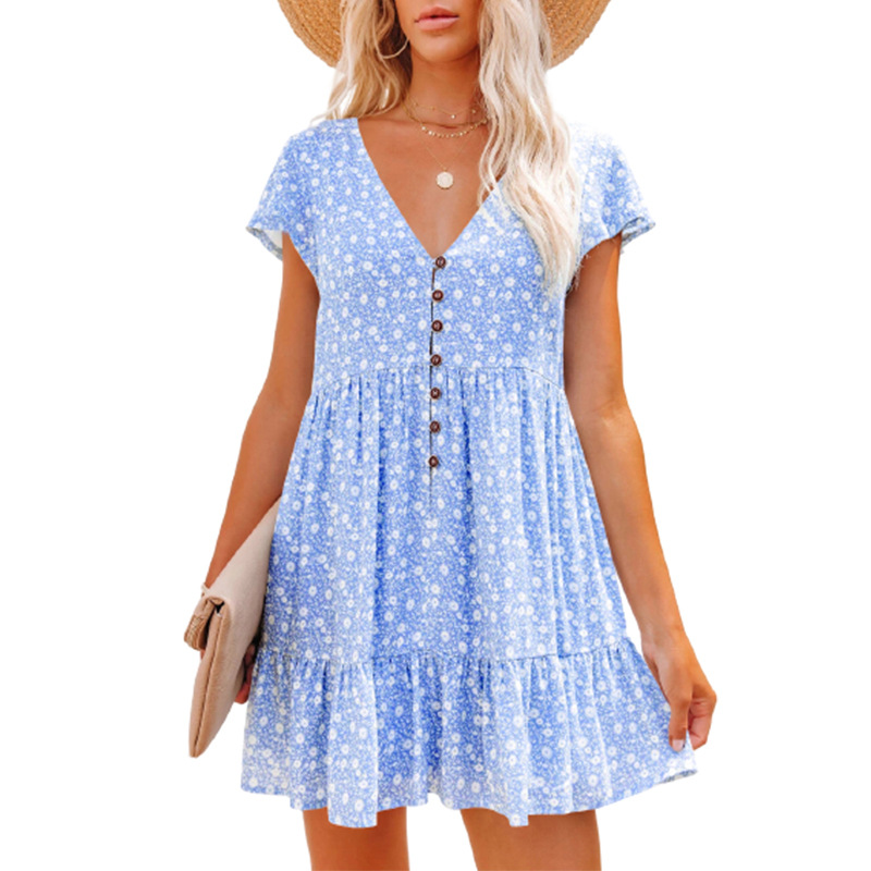 French Vintage Floral Midi Dress - In Europe and the spring and
