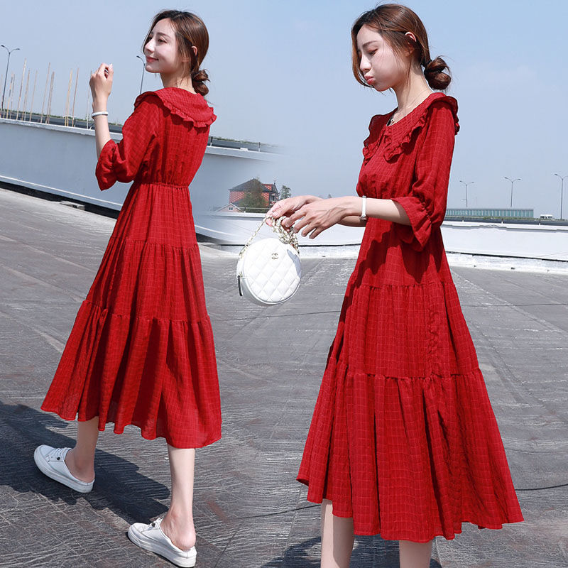 Midi Fashion Elegant 2025 Puff - French Vintage Floral Midi Dress 评论和价格