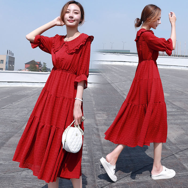 Midi Fashion Elegant 2025 Puff - French Vintage Floral Midi Dress 评论和价格