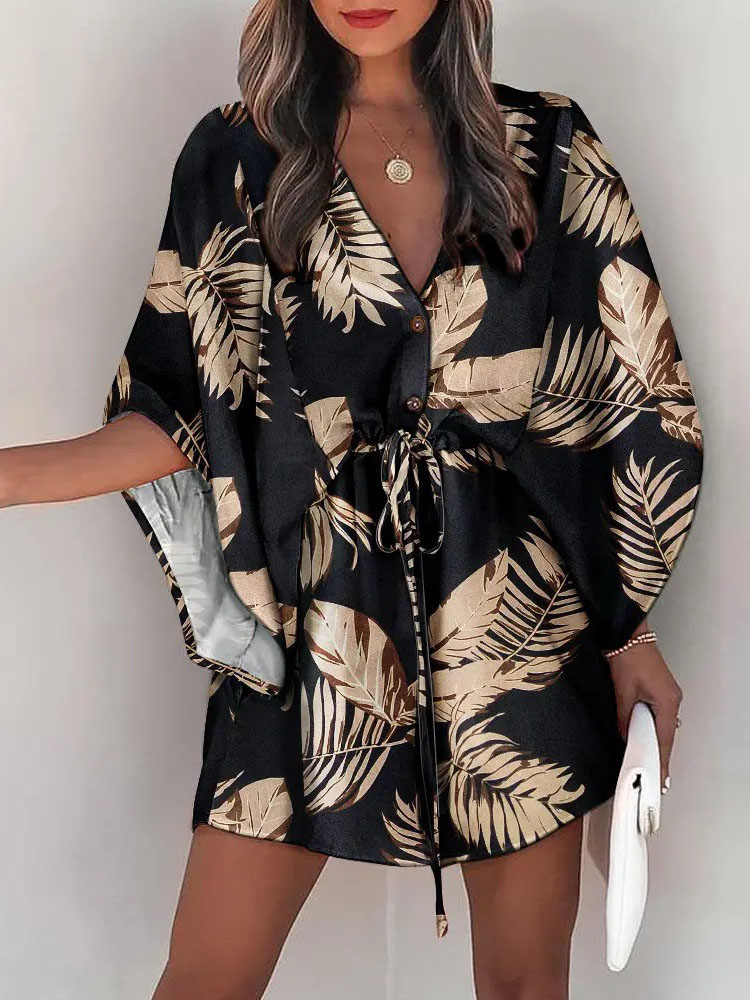 Summer Casual Dress Women Fash - French Vintage Floral Midi Dress 评论和价格