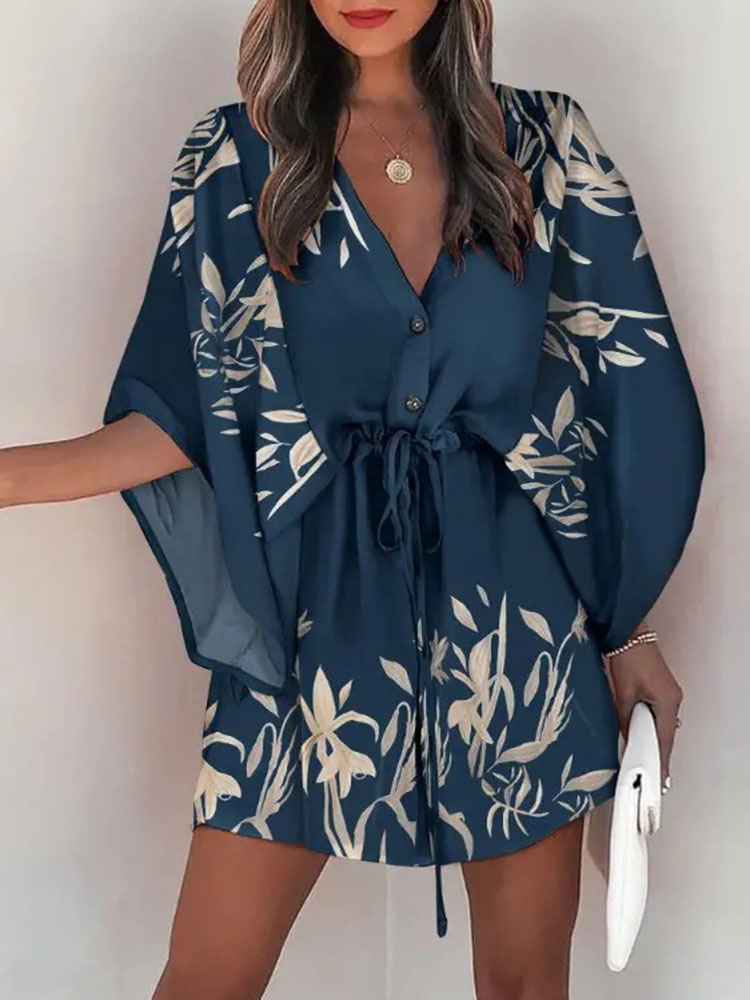 Summer Casual Dress Women Fash - French Vintage Floral Midi Dress 评论和价格