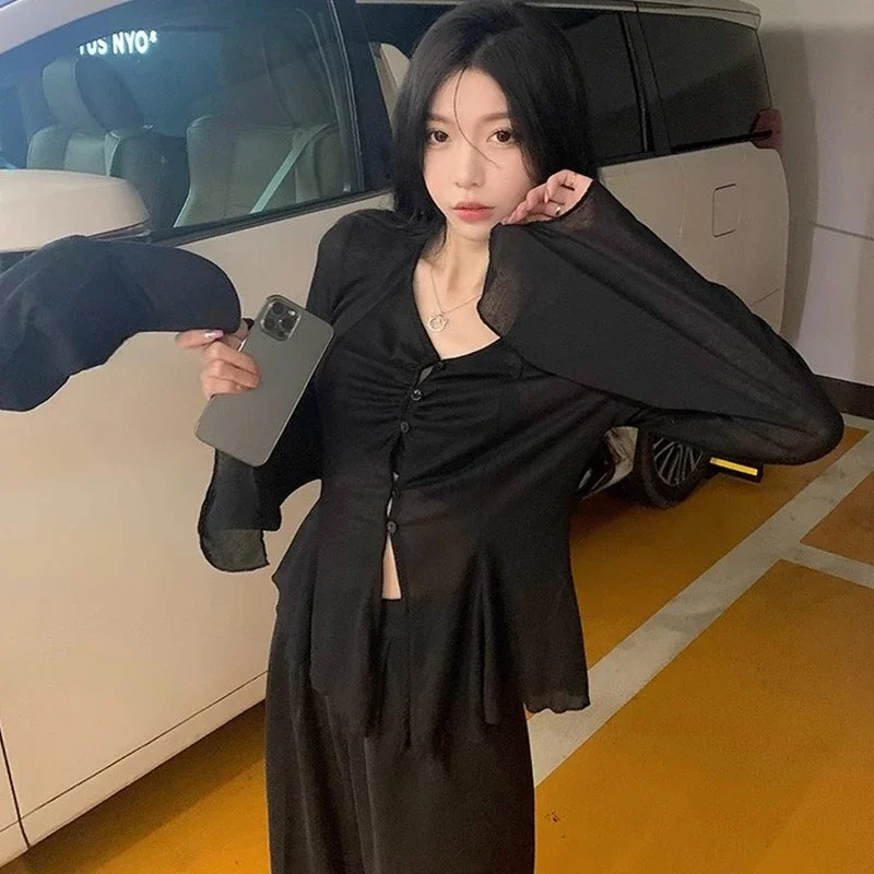 Sheer Flare Sleeve Blouse - Y2 - Blouses 评论和价格