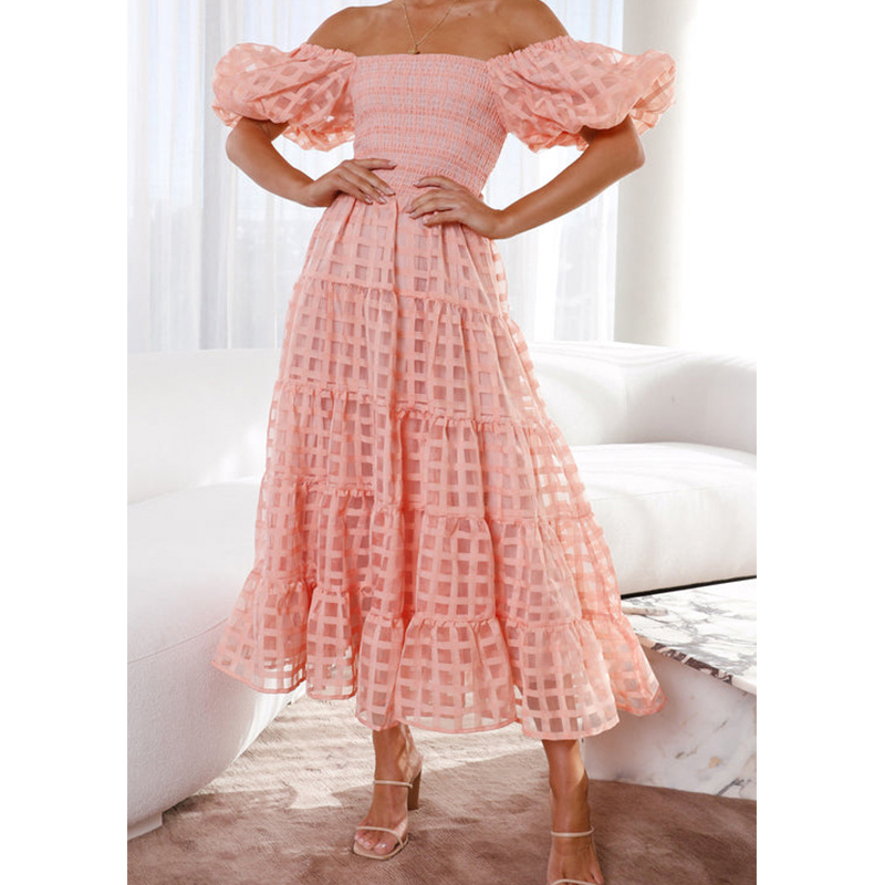 Elegant Off Shoulder Women's S - Off Shoulder Puff Sleeve Sundress 评论和价格