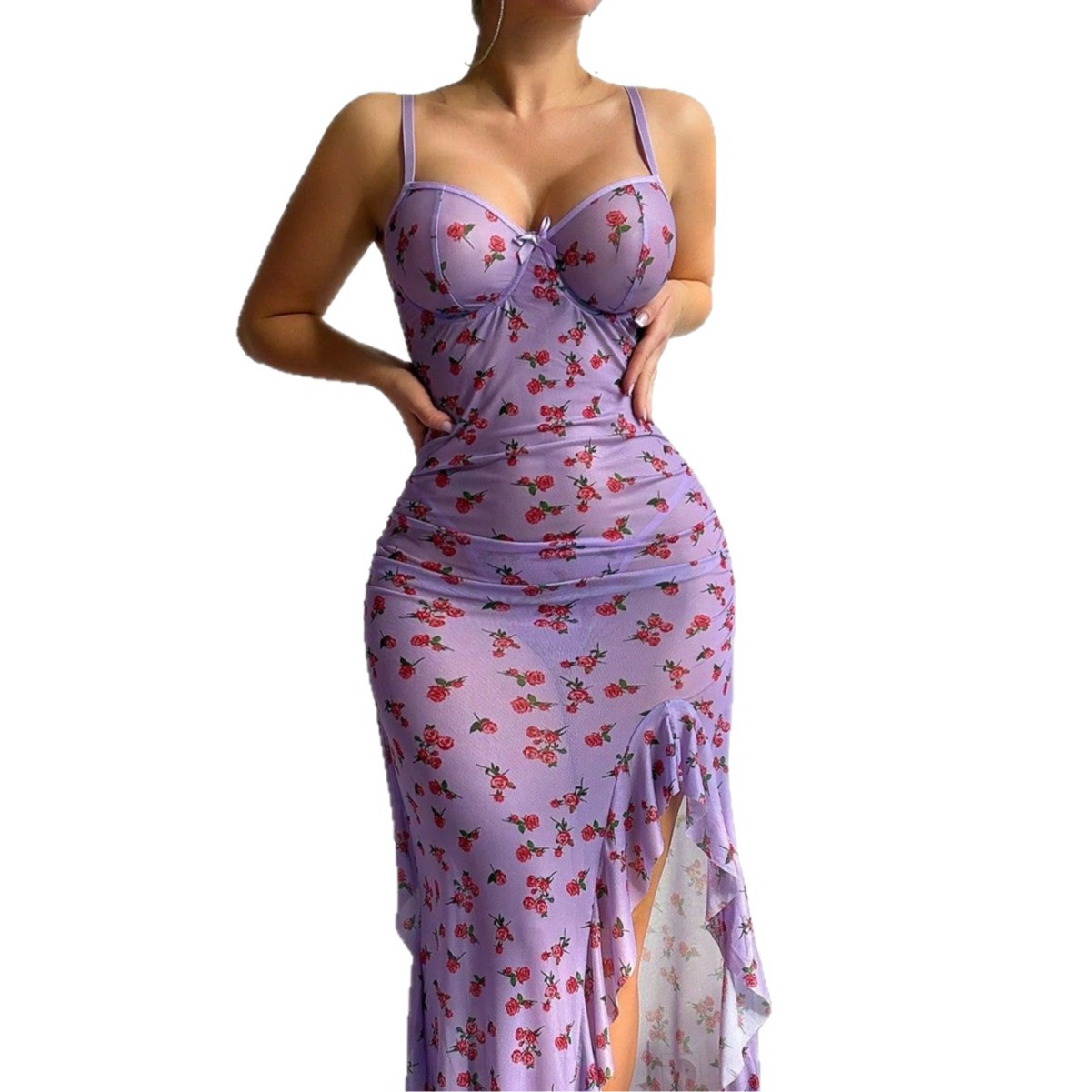 Sheer Mesh Plus-size Sexy Ling - Sexy Mesh Sheer Bodycon Dress 评论和价格