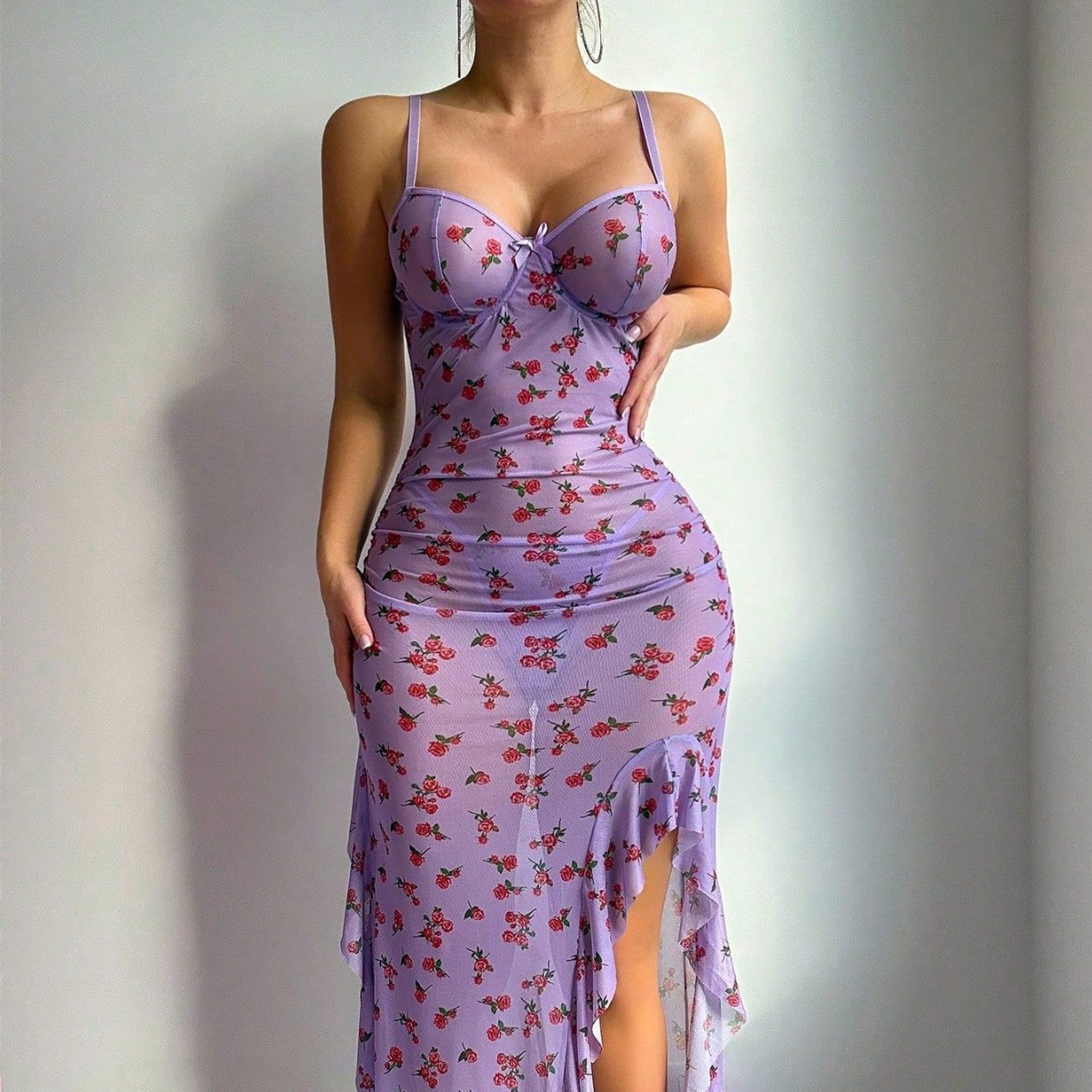 Sheer Mesh Plus-size Sexy Ling - Sexy Mesh Sheer Bodycon Dress 评论和价格