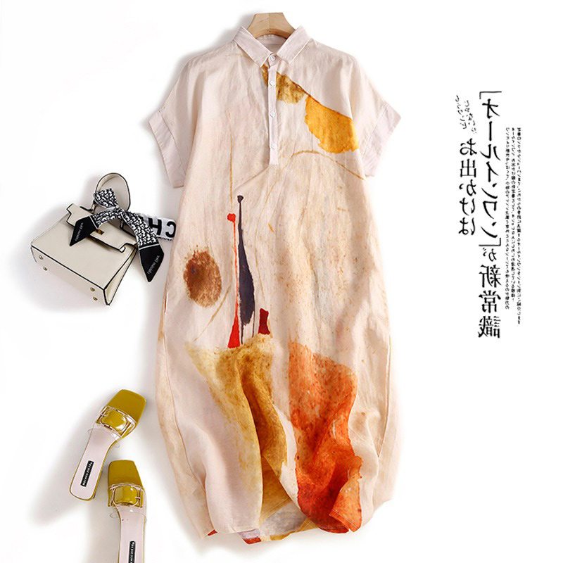 Casual Cotton Linen Shirt Dres - Casual Loose Linen Shirt Dress 评论和价格