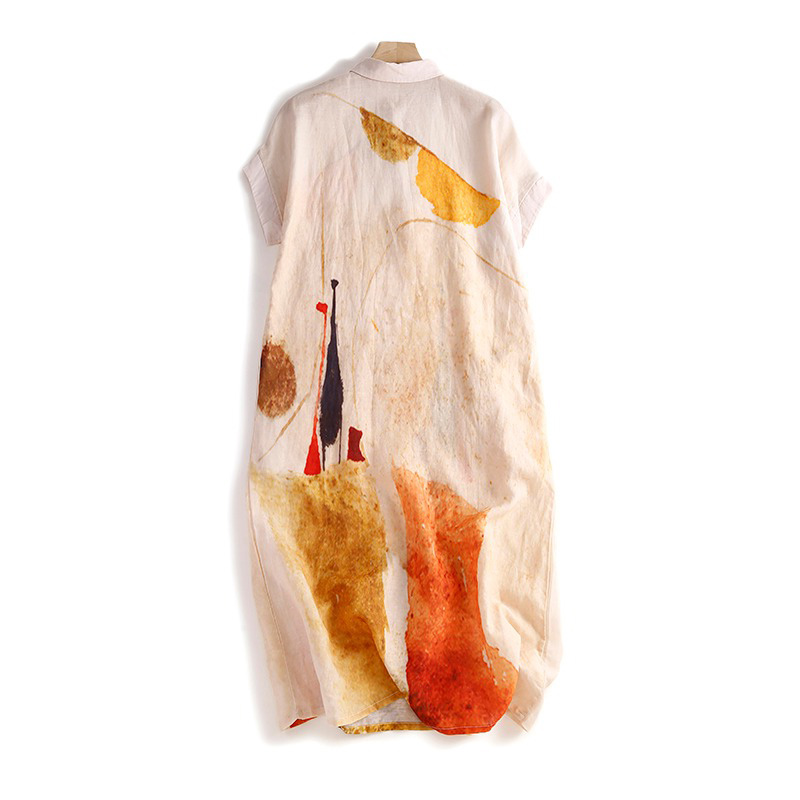Casual Cotton Linen Shirt Dres - Casual Loose Linen Shirt Dress 评论和价格